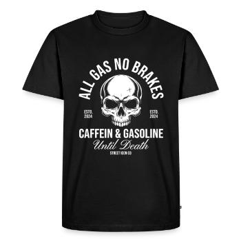 Crâne Tout Essence Sans Freins – Caféine & Essence Desig - T-shirt Premium bio Homme - noir - Devant - Nico (187cm)