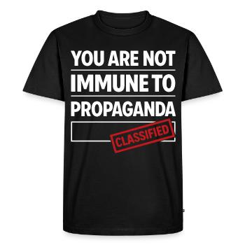 pas à l’abri de la propagande - T-shirt Premium bio Homme - noir - Devant - Nico (187cm)