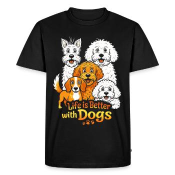 La vie est meilleure avec les chiens - T-shirt Premium bio Homme - noir - Devant - Nico (187cm)