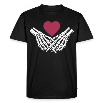 Amour éternel | Mains d’os | Squelette | Cœur - T-shirt Premium bio Homme - noir - Devant - Nico (187cm)