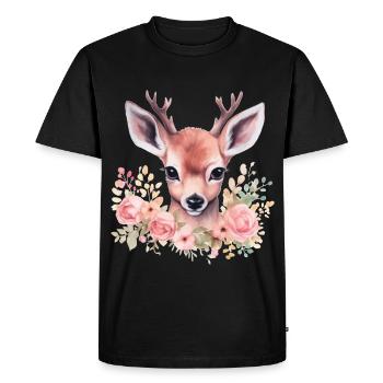 Motif traditionnel de cerf et de biche pour costumes féminins – Traditionnel - T-shirt Premium bio Homme - noir - Devant - Nico (187cm)