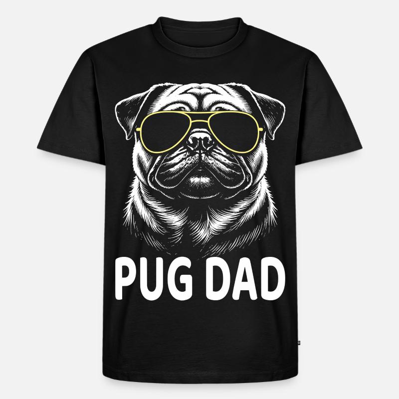 Mops Dad - Männer Premium Bio T-Shirt - Schwarz