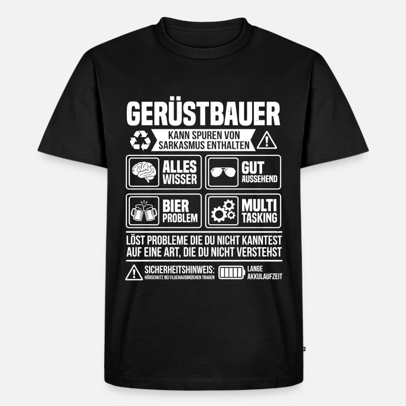 Gerüstbauer Infografik – Lustiger Handwerker - Männer Premium Bio T-Shirt - Schwarz