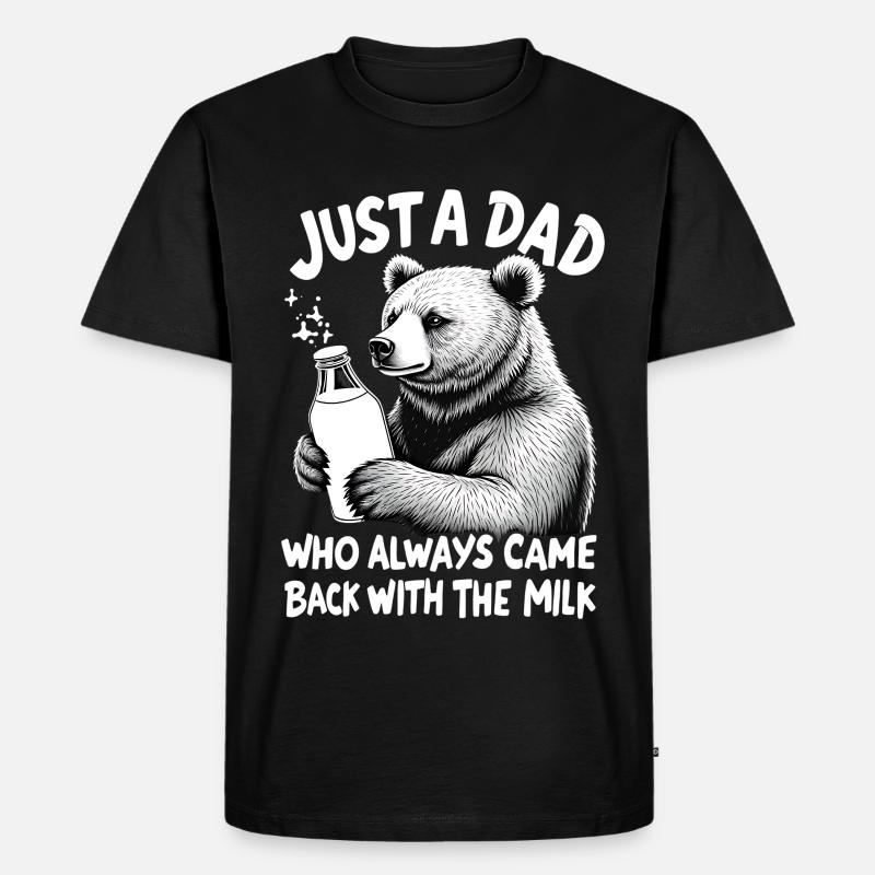 Bär mit Milch – Vatertier Spruch - Männer Premium Bio T-Shirt - Schwarz