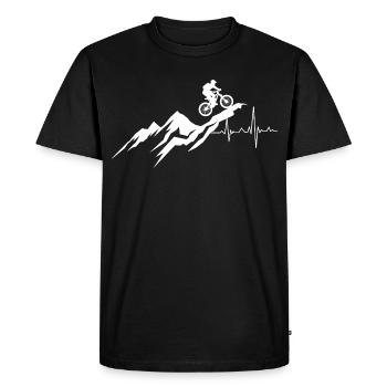 Mountain Bike Downhill Heartbeat - Men's Premium Organic T-Shirt - black - Front - Nico (187cm)
