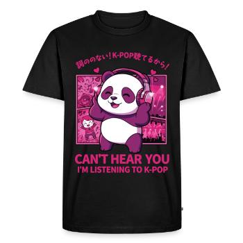 Je ne t’entends pas, j’écoute KPop Cute Panda KPop - T-shirt Premium bio Homme - noir - Devant - Nico (187cm)