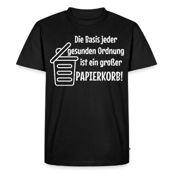 Basic Order: Large Wastepaper Bin Witzer Saying Office - Men's Premium Organic T-Shirt - black - Front - Nico (187cm)