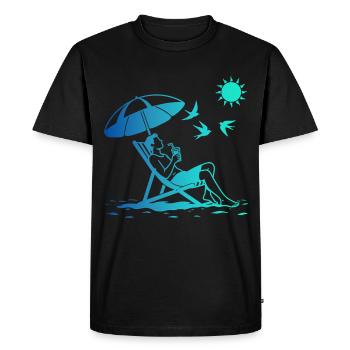 Se détendre sur une chaise longue sur la plage - T-shirt Premium bio Homme - noir - Devant - Nico (187cm)