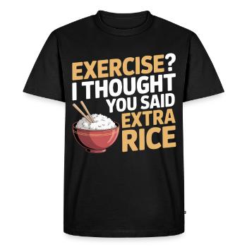 Extra Rice Humor - Men's Premium Organic T-Shirt - black - Front - Nico (187cm)