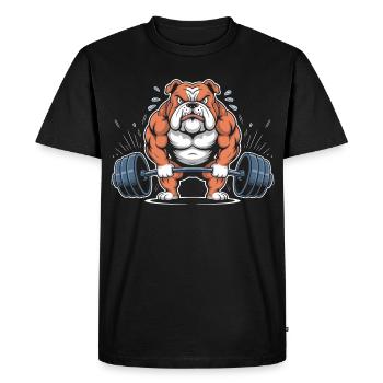 Levage de bouledogues puissants - T-shirt Premium bio Homme - noir - Devant - Nico (187cm)