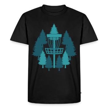 Panier de disc golf dans la forêt Frisbee Golf volant - T-shirt Premium bio Homme - noir - Devant - Nico (187cm)