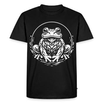 Grenouille tribale – Motif d’animal mystique - T-shirt Premium bio Homme - noir - Devant - Nico (187cm)