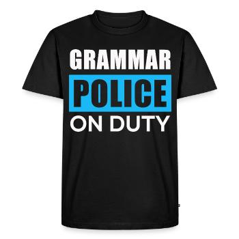 Grammar police in action - Men's Premium Organic T-Shirt - black - Front - Nico (187cm)