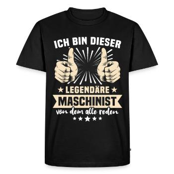 Dictons des machinistes - T-shirt Premium bio Homme - noir - Devant - Nico (187cm)
