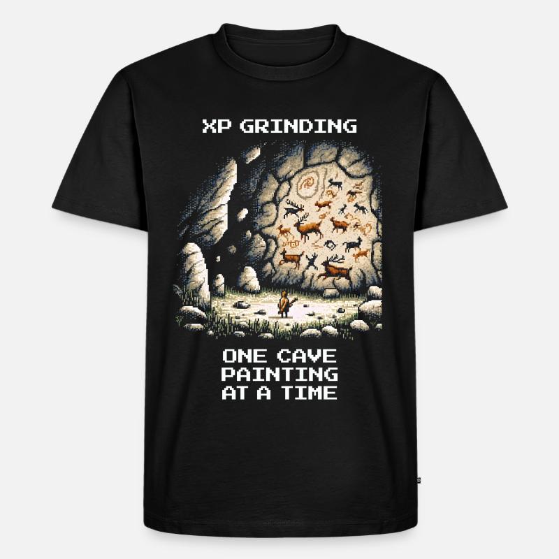 XP grinden: Höhlenmalerei | Urgeschichte - Männer Premium Bio T-Shirt - Schwarz