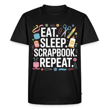 Food Sleep Scrapbook Review - Men's Premium Organic T-Shirt - black - Front - Nico (187cm)