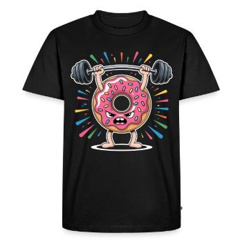 Entraînement musculaire en donut avec des vermicelles - T-shirt Premium bio Homme - noir - Devant - Nico (187cm)