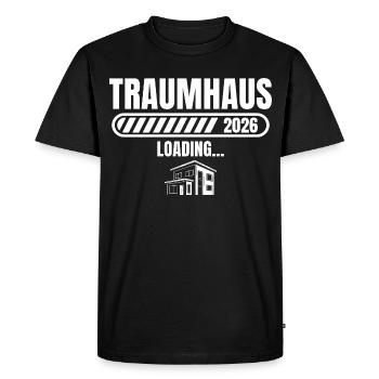 Hausbau 2026 Traumhaus loading Baugeber - Men's Premium Organic T-Shirt - black - Front - Nico (187cm)