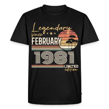 Février 1981 anniversaire 1981 légendes Février - T-shirt Premium bio Homme - noir - Devant - Nico (187cm)