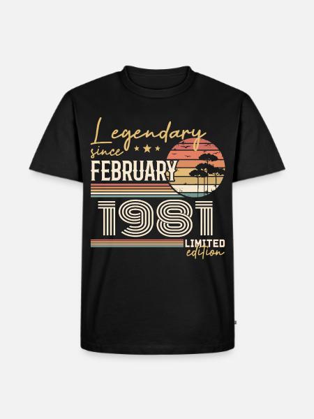 Février 1981 anniversaire 1981 légendes Février - T-shirt Premium bio Homme - noir