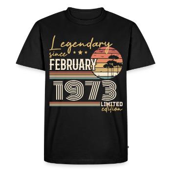 Février 1973 anniversaire 1973 légendes Février - T-shirt Premium bio Homme - noir - Devant - Nico (187cm)
