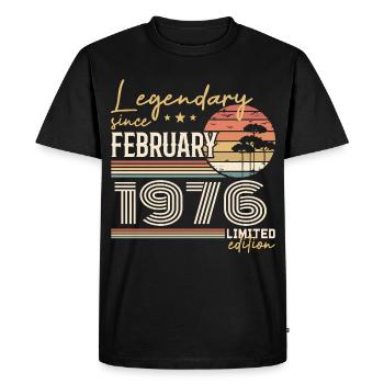 Février 1976 anniversaire 1976 légendes Février - T-shirt Premium bio Homme - noir - Devant - Nico (187cm)