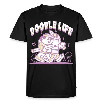Dessin de la vie de la vie de gribouillis - T-shirt Premium bio Homme - noir - Devant - Nico (187cm)