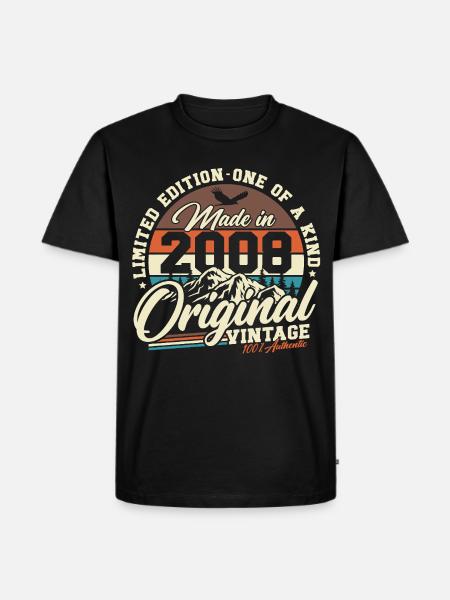 18. Geburtstag 2008 Jahrgang Retro Geschenk - Männer Premium Bio T-Shirt - Schwarz