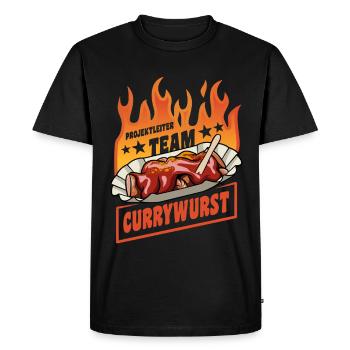 Project Manager Team Currywurst | Fast Food Flames - Men's Premium Organic T-Shirt - black - Front - Nico (187cm)