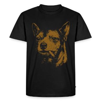 Chihuahua Smoking Funny Dog Humor Meme - Men's Premium Organic T-Shirt - black - Front - Nico (187cm)