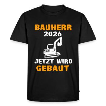 Builder Excavator House Construction Dream House - Men's Premium Organic T-Shirt - black - Front - Nico (187cm)