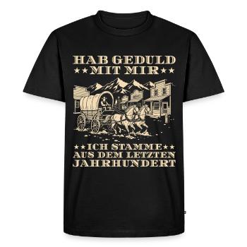 Vintage Last Century Humor - Men's Premium Organic T-Shirt - black - Front - Nico (187cm)