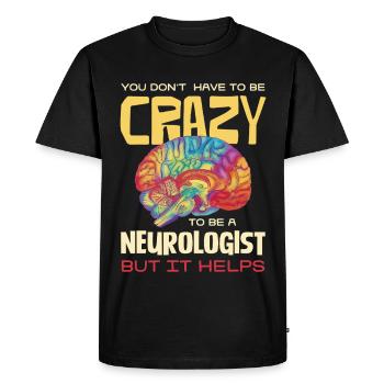 Fou, mais utile : l’humour des neurologues - T-shirt Premium bio Homme - noir - Devant - Nico (187cm)
