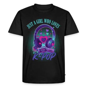 Juste une fille qui adore la musique coréenne de la K-pop mignonne - T-shirt Premium bio Homme - noir - Devant - Nico (187cm)
