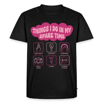 Choses que je fais pendant mon temps libre Kpop coréenne - T-shirt Premium bio Homme - noir - Devant - Nico (187cm)