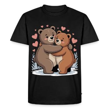 Two bears hug with hearts - Men's Premium Organic T-Shirt - black - Front - Nico (187cm)