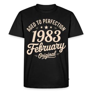 Février 1983 - February 1983 - T-shirt Premium bio Homme - noir - Devant - Nico (187cm)