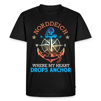 North Sea NORTH DIKE WHERE MY HEART DROPS ANCHOR Funny - Men's Premium Organic T-Shirt - black - Front - Nico (187cm)