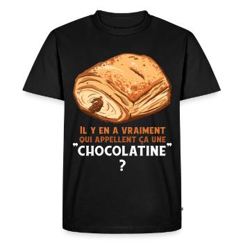 Humour Chocolatine Pain au Chocolat Breakfast - Men's Premium Organic T-Shirt - black - Front - Nico (187cm)