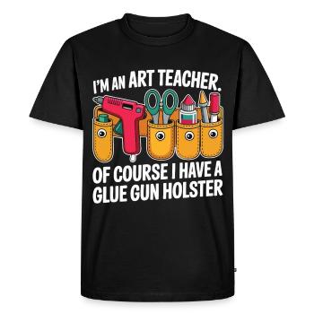 Professeur d’art sur l’étui pistolet à colle qui dit - T-shirt Premium bio Homme - noir - Devant - Nico (187cm)