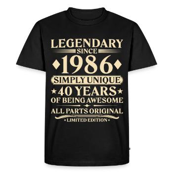 40e anniversaire Vintage Born Unique 1986 - T-shirt Premium bio Homme - noir - Devant - Nico (187cm)