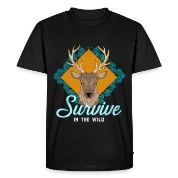 Survive the Wild Deer Emblem - Men's Premium Organic T-Shirt - black - Front - Nico (187cm)