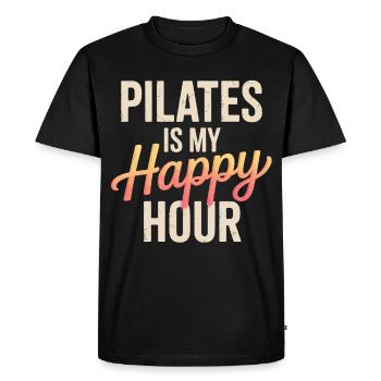 Le Pilates est mon happy hour - T-shirt Premium bio Homme - noir - Devant - Nico (187cm)