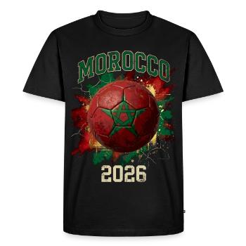 Morocco 2026 soccer ball design - Men's Premium Organic T-Shirt - black - Front - Nico (187cm)