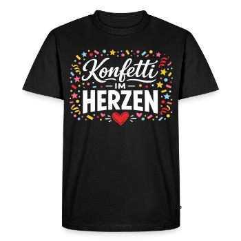Confettis dans le costume d’Alaaf Helau en cœur - T-shirt Premium bio Homme - noir - Devant - Nico (187cm)