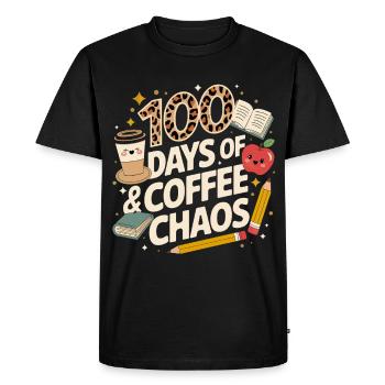 100 days of coffee chaos - Men's Premium Organic T-Shirt - black - Front - Nico (187cm)