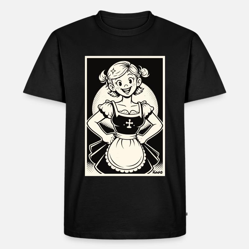 Dirndl Mädchen Cartoon - Männer Premium Bio T-Shirt - Schwarz