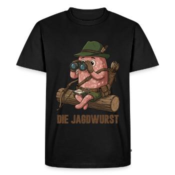 Le dessin animé Hunting Sausage Hunter Humor - T-shirt Premium bio Homme - noir - Devant - Nico (187cm)