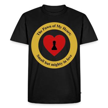 Le pion de mon cœur : petit mais puissant en amour - T-shirt Premium bio Homme - noir - Devant - Nico (187cm)