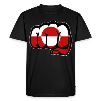 Greenland Flag Fist Hand Icon - Men's Premium Organic T-Shirt - black - Front - Nico (187cm)